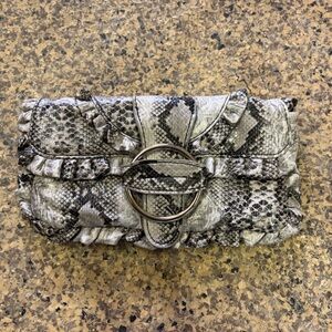 Snakeskin Clutch with Silver Tones